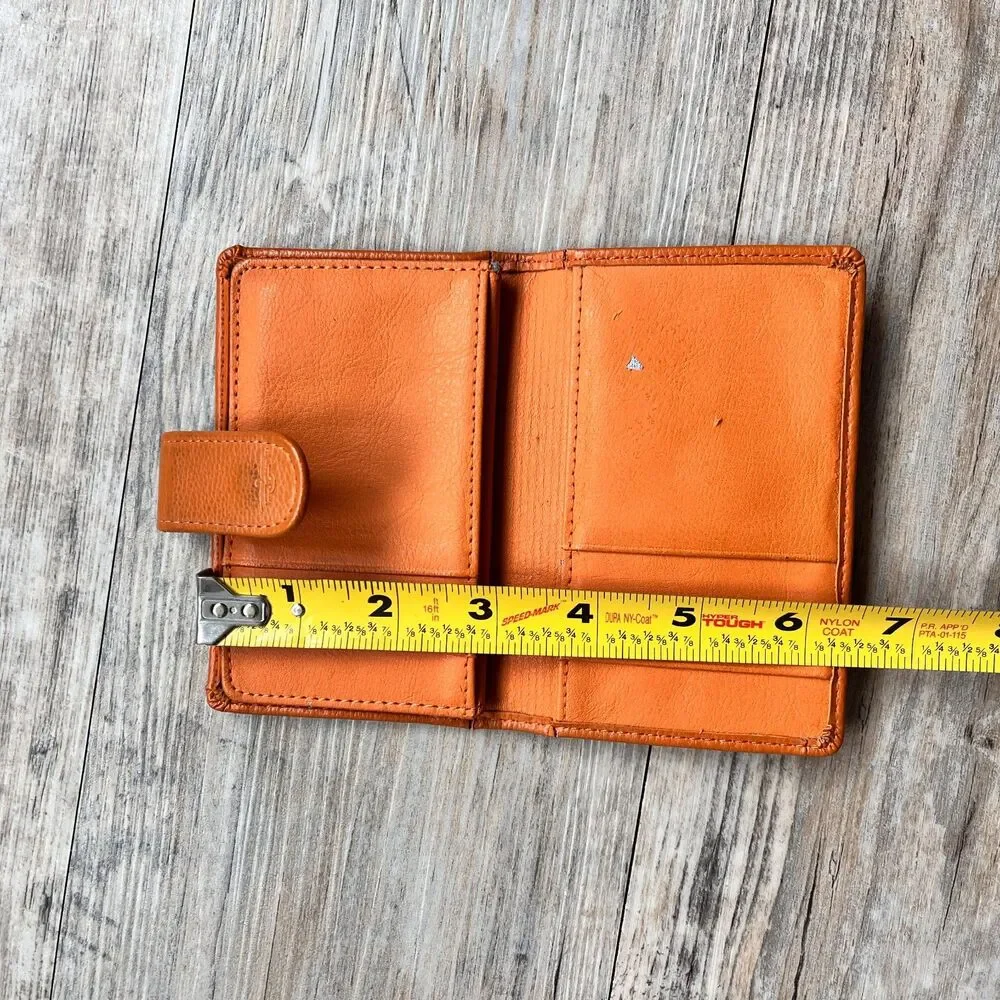 Dockers Orange Leather Wallet Bifold Snap Tab Card Holder Minimalist Vintage